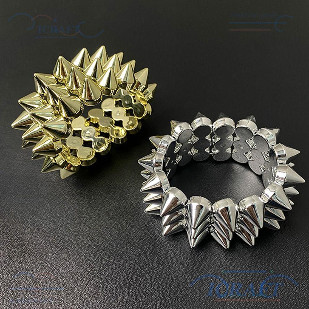 ICRAFT Y2K Punk สร้อยข้อมือสามชั้น สไตล์ Vintage กว้าง Band เครื่องประดับสไตล์พังค์ย้อนยุคและโกธิก
