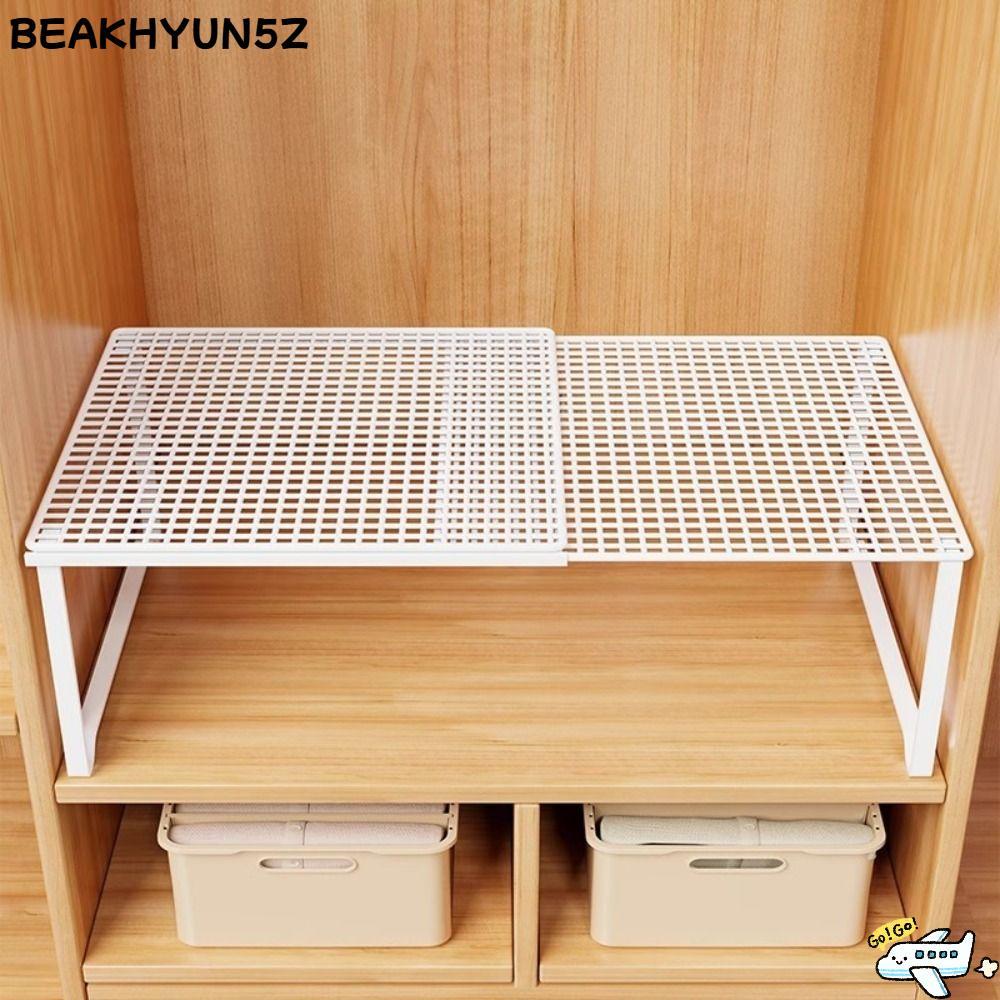 BEAKHYUN5Z ชั้นวางตู้เสื้อผ้า, ตู้เสื้อผ้าโลหะแบบยืดหดได้, DIY ปรับขยายตู้เสื้อผ้า Divider Board ห้องน้ํา