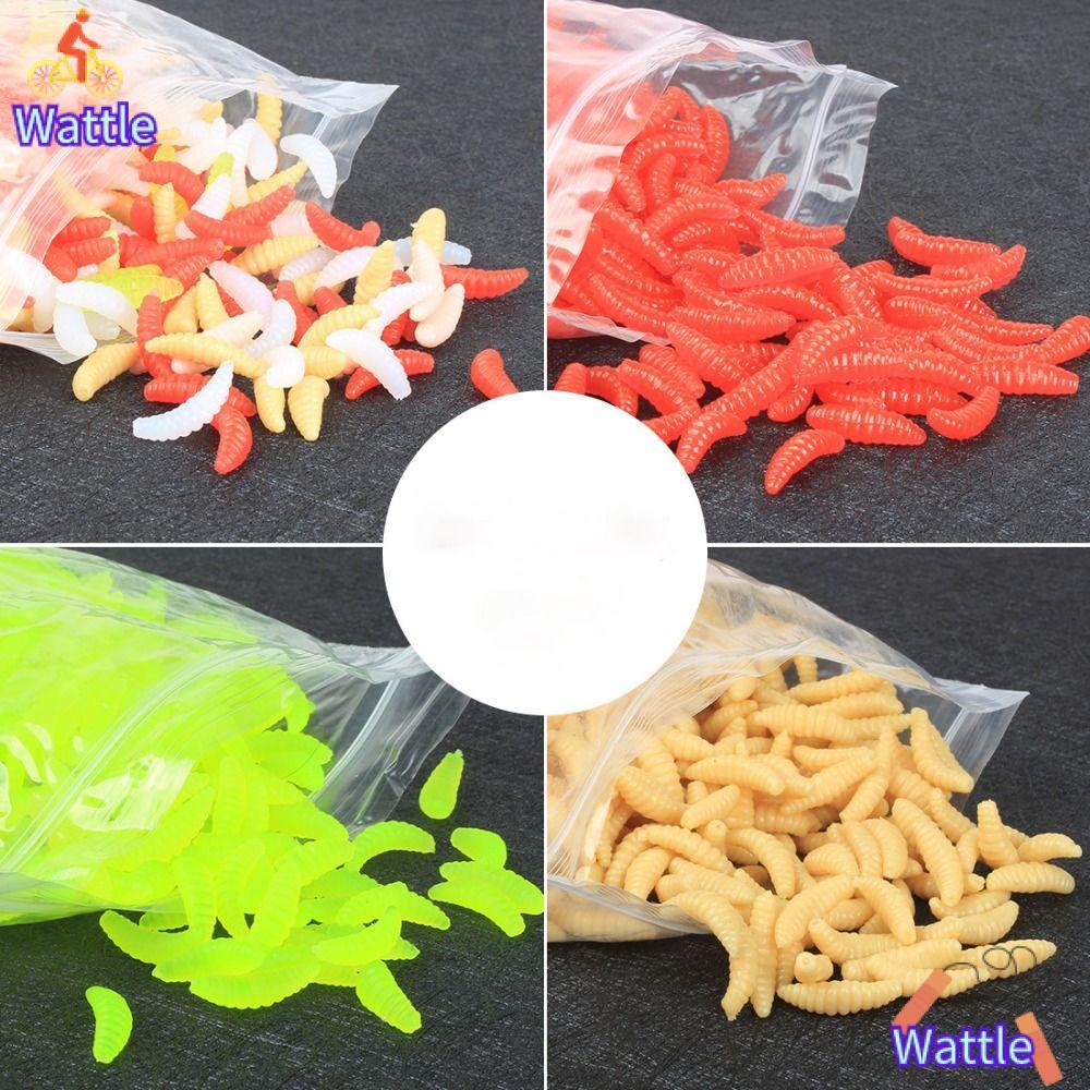 WATTLE 50PCS เหยื่อซิลิโคน, 2.1 ซม.0.5g วัสดุซิลิโคนเหยื่อตกปลาอ่อน, Multi-Pack การออกแบบประดิษฐ์ Soft Texture Maggot Lure Fishing