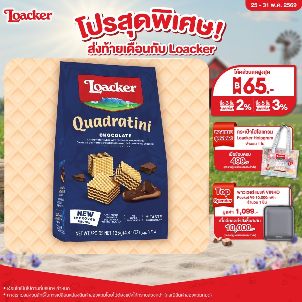 ล็อคเกอร์ ควอดราตินี ช็อกโกแลต 125 กรัม / Loacker Quadratini Chocolate 125 g