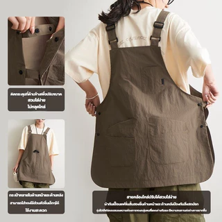 🇹🇭ส่งจากไทย🇹🇭 Apron! กระเป๋าหลายช่องเนื้อผ้าคอตตอนผสมผ้าโพลีนิ่มคุณภาพสูง ผ้ากันเปื้อนระบายอากาศ ไม่จํากัดเพศ