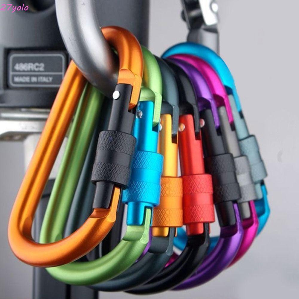 YOLO Carabiner คลิป Camping ชุดเกลียวอลูมิเนียมโลหะผสม D รูปร่าง Carabiners Mountaine Carabiner เชือกหัวเข็มขัด Survival หัวเข็มขัด Camping Karabiners ผู้ถือกุญแจตกปลา Carbin หัวเข็มขัด