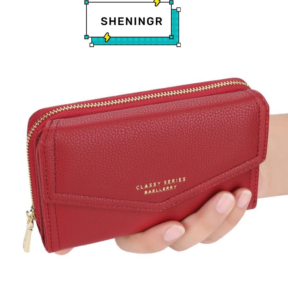 SHENING5R กระเป๋าใส่เหรียญ, Zipple PU Leather Wallet, Fashion Large Capacity Card Holder Women