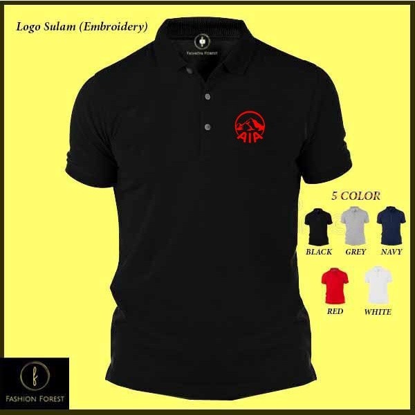 เสื้อโปโลปักโลโก้ AIA (กลุ่มบริษัท/กิจกรรมองค์กร) ผ้าคอตตอน 100% สวมใส่สบาย เหมาะสำหรับเครื่องแบบบริษัทและงานอีเวนท์ สำห