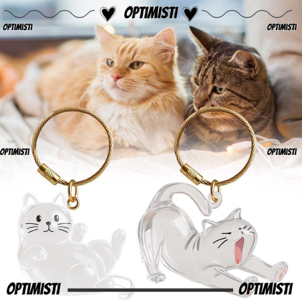 OPTIMISTI8E Pet Fur Keepsake Capsule ของขวัญน่ารัก พวงกุญแจเก็บขนแมว ตกแต่ง DIY พวงกุญแจรูปแมวโปร่งใส คนรักสัตว์เลี้ยง