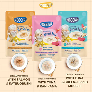 Moochie Creamy Broths มูชี่ ครีมมี่ซุปแมว ซุปแมวเนื้อครีมมี่ สำหรับแมวทานน้ำน้อย ขนาด 40 กรัม