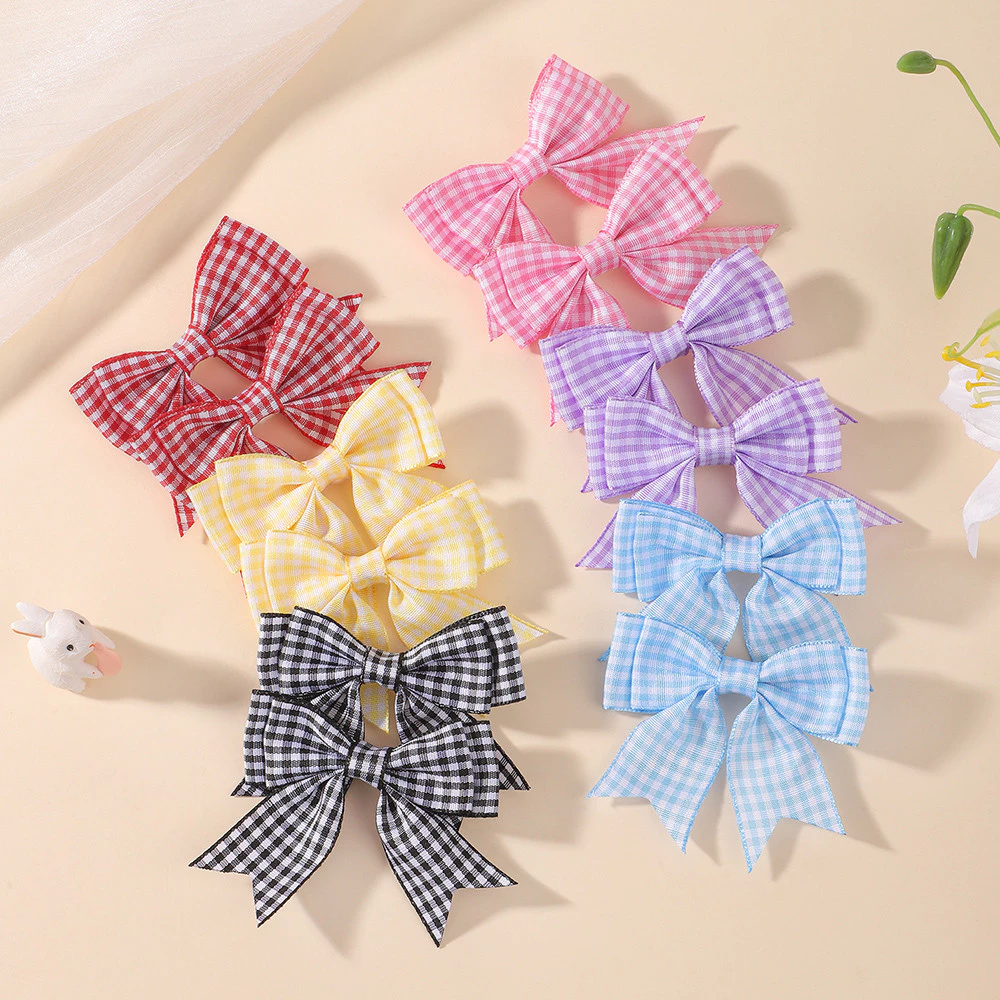 2 ชิ้นสาวคลิปผมน่ารักริบบิ้น Bowknot สําหรับเด็ก Handmade Bows Hairpin Barrettes Headwear เด็กอุปกรณ์เสริมผม