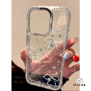 เคสเพชรสว่างดาวหรูหรา สำหรับ IPhone 15 11 16 17 Air 14 13 12 Pro Max 16 1415 Plus เคสเพชรสว่างดาว โบว์ น่ารัก สไตล์ฮิต