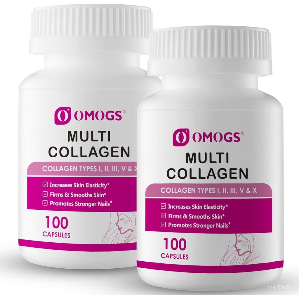 OMOGS 2PCS คอลลาเจน Peptides แคปซูล，Naturally Sourced Hydrolyzed คอลลาเจน พร้อม พรีไบโอติก & Cranber