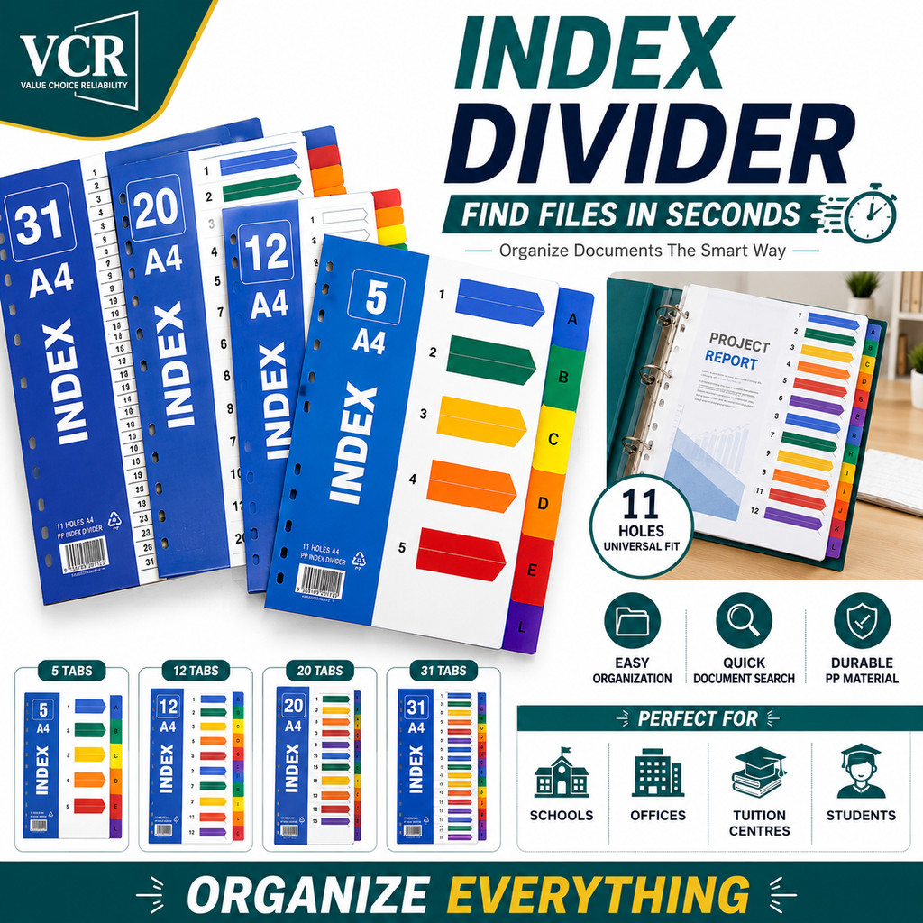 10Q 11 หลุม PP พลาสติก Index Divider สําหรับ Binder สํานักงานเครื่องเขียนแฟ้มโฟลเดอร์เอกสาร Divider