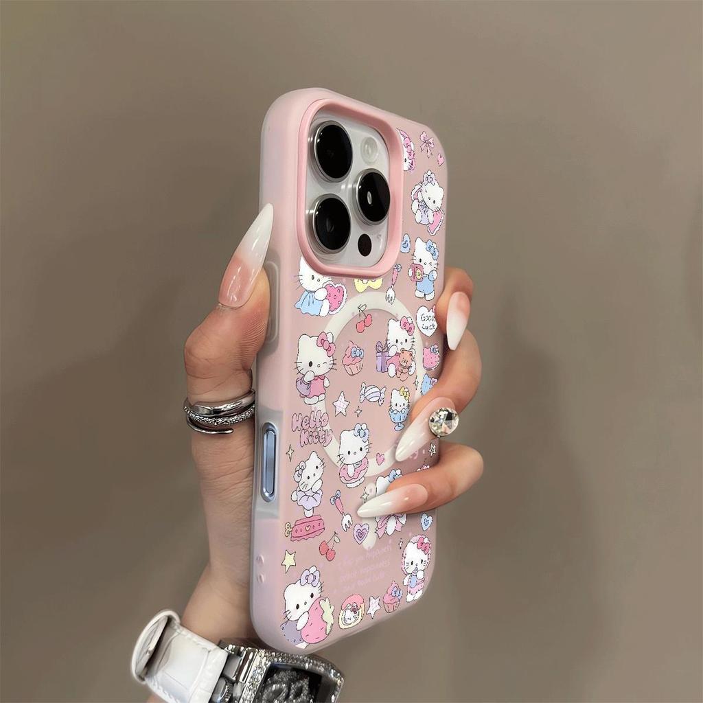 เคสไอโฟน 13 11 สำหรับ IPhone 16 15 12 14 17 Air Pro Max XR Max 7 8 หวาน Kitty แรงดึงดูดแม่เหล็ก GDCX