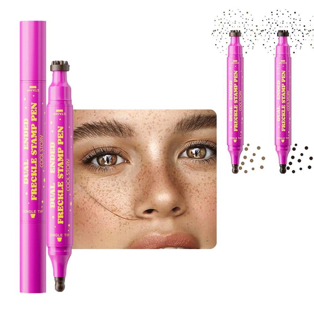 2 In 1 Freckle แสตมป์ปากกากันน้ําติดทนนาน Faux กระแต่งหน้าธรรมชาติดู Fine Tip เครื่องมือความงาม
