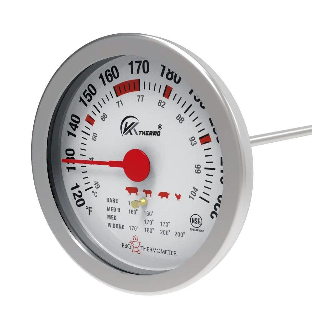 Stainless Steel Meat Thermometer 3" Dial BBQ Grill Cooking Probe Thermometer for Beef Pork Turkey