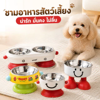 ชามอาหารแมว เครื่องให้อาหารสัตว์เลี้ยง ที่วางอาหารสัตว์เลี้ยง ชามสัตว์เลี้ยงทรงสูง ถอดออกได้