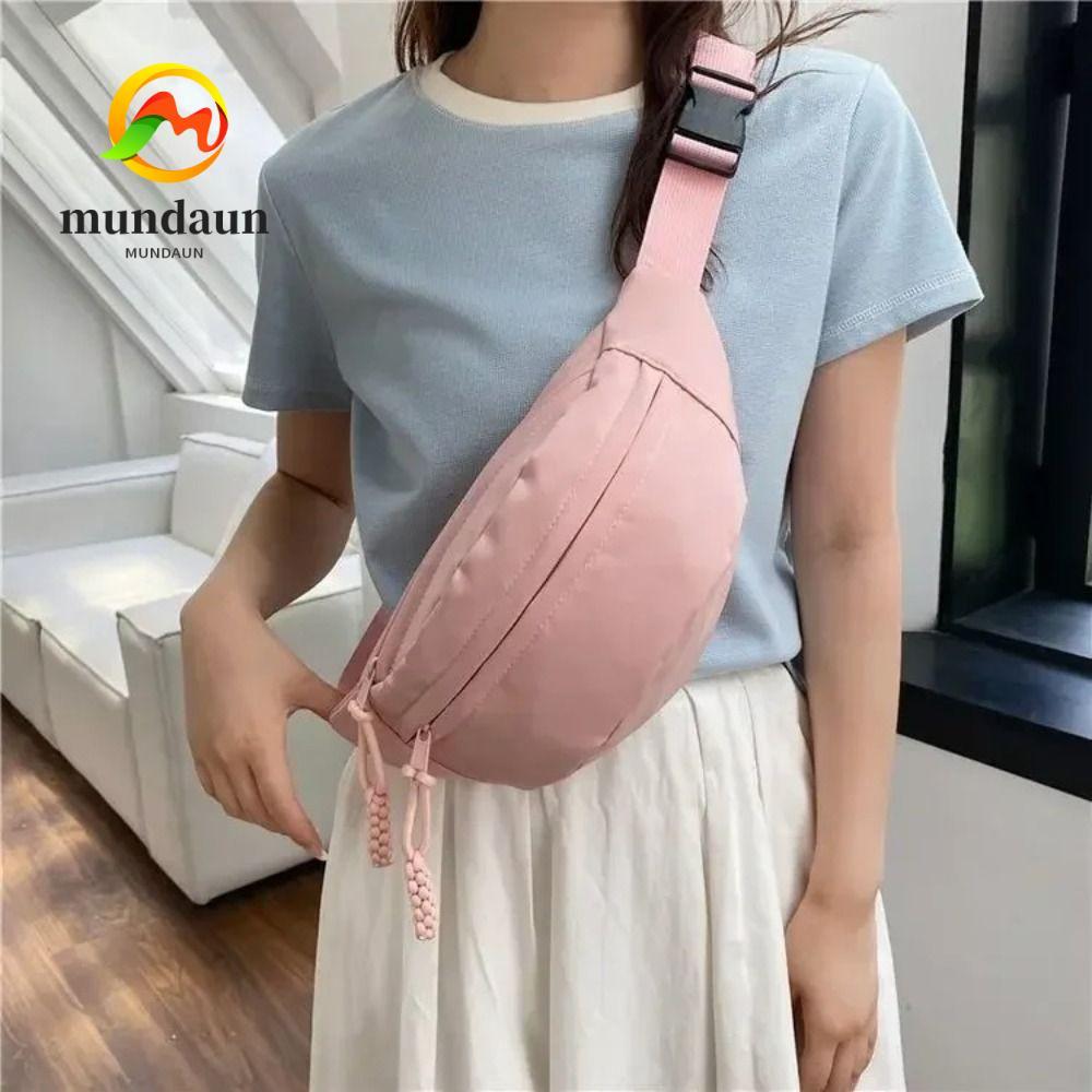 MUNDAUN กระเป๋าคาดเอว, ผ้าความจุขนาดใหญ่กระเป๋าคาดหน้าอกผู้หญิง, มัลติฟังก์ชั่นครึ่งดวงจันทร์กระเป๋าเข็มขัดวิ่งกันน้ํากีฬา
