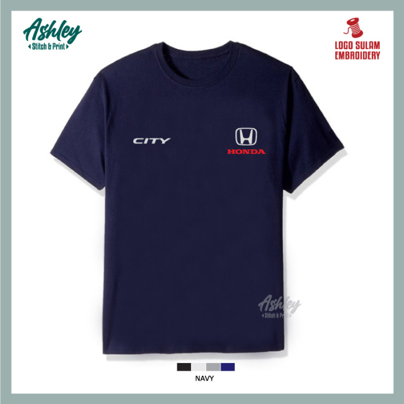 เสื้อยืดผู้ชายผ้าฝ้ายแท้ Honda City 1.5L HEV Civic RS VTEC เครื่องยนต์ CVT คอลูกเรือเสื้อยืดผู้ชาย R