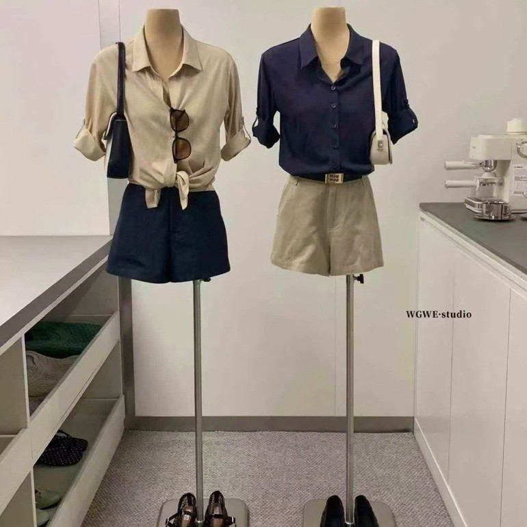 (WG9205) เสื้อยืด MEDIUM SLEEVE BUTTONED