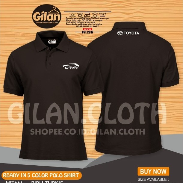 SKZK เสื้อโปโล เสื้อคอปกผู้ชาย ผู้ใหญ่ Toyota C-HR Silhouette Work Uniform