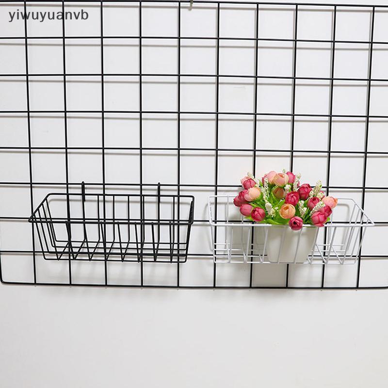 Yiwuyuanvb] โลหะตกแต่งตะกร้าเก็บ DIY เหล็กตารางดอกไม้หม้อแขวนชั้นวาง Wall Art ติดตั้งกรอบตาข่ายจอแสดงผล Ra ตกแต่งบ้านใหม่