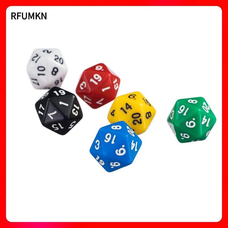 [rfumkn] 6 ชิ้น 20 ด้านลูกเต๋า D20 ชุดสําหรับ DND RPG D&D การเล่นตามบทบาทเกมกระดานปาร์ตี้ Couleur 1 