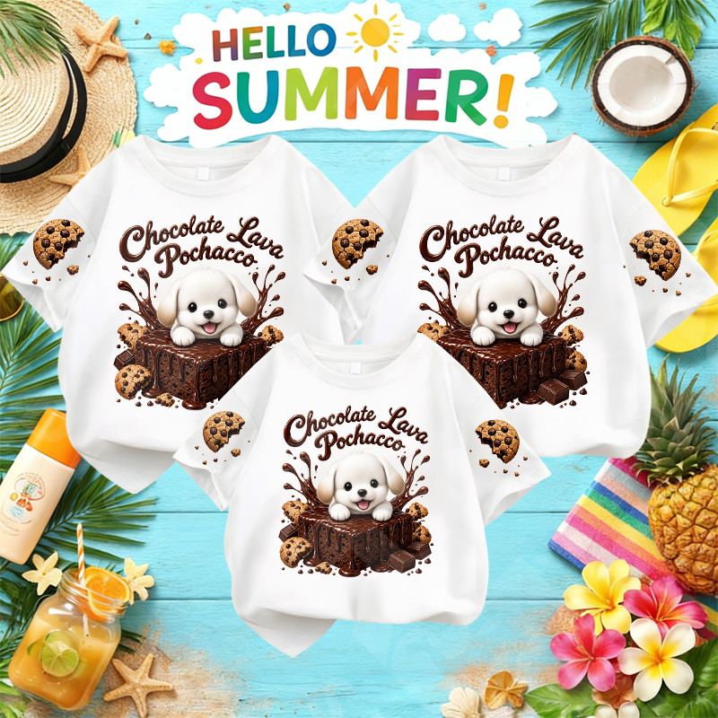 RINA STUDIOเสื้อยืด Chocolate Lava Pochacco น่ารักสําหรับฤดูร้อนสบายๆ