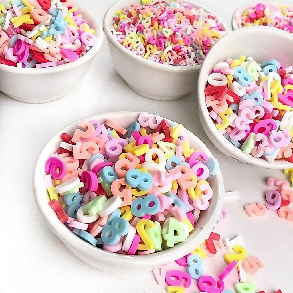 10GRAM - ALPHABET SPRINKLES LETTERS/CLAY LETTERS/ALPHABET LETTERS AZ MIX/NUMBERS/CLAY CRAFTS