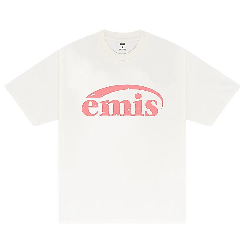 Emis เกาหลี Street สวมใส่แขนสั้นพิมพ์ Casual All-Match เสื้อยืดผ้าฝ้ายแท้ผู้ชายฤดูร้อนรอบคอด้านบน