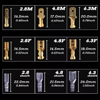 ชุดขั้วต่อสายไฟหุ้มฉนวน, ขั้วต่อจอบหญิง 135/120 ชิ้น 2.8/4/4.8/6.3 มม., เทอร์มินัลสายเคเบิลจัมเปอร์ไฟฟ้า Assortment