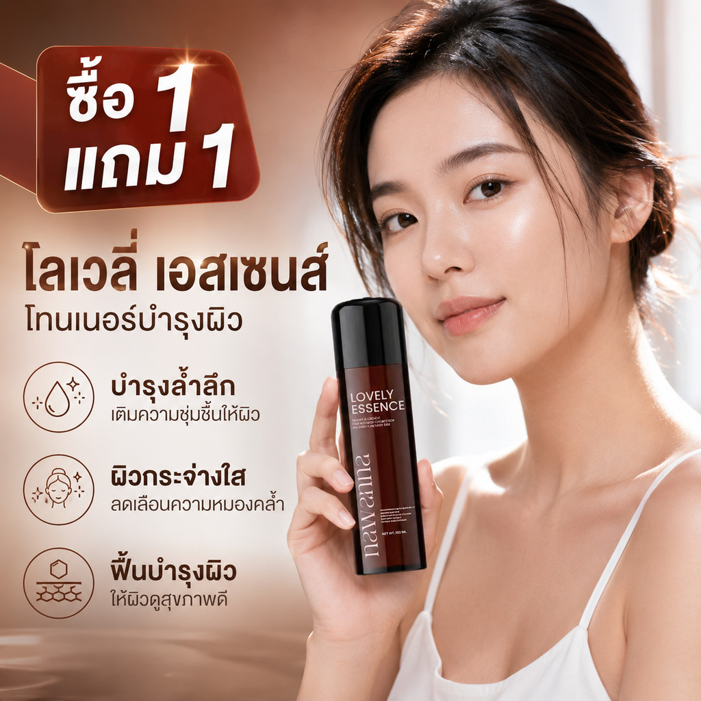 พร้อมส่ง🔥 โทนเนอร์บำรุงผิว LOVELY ESSENCE ช่วยให้ผิวชุ่มชื้น กระจ่างใส ลดความหมองคล้ำ และฟื้นฟูผิว