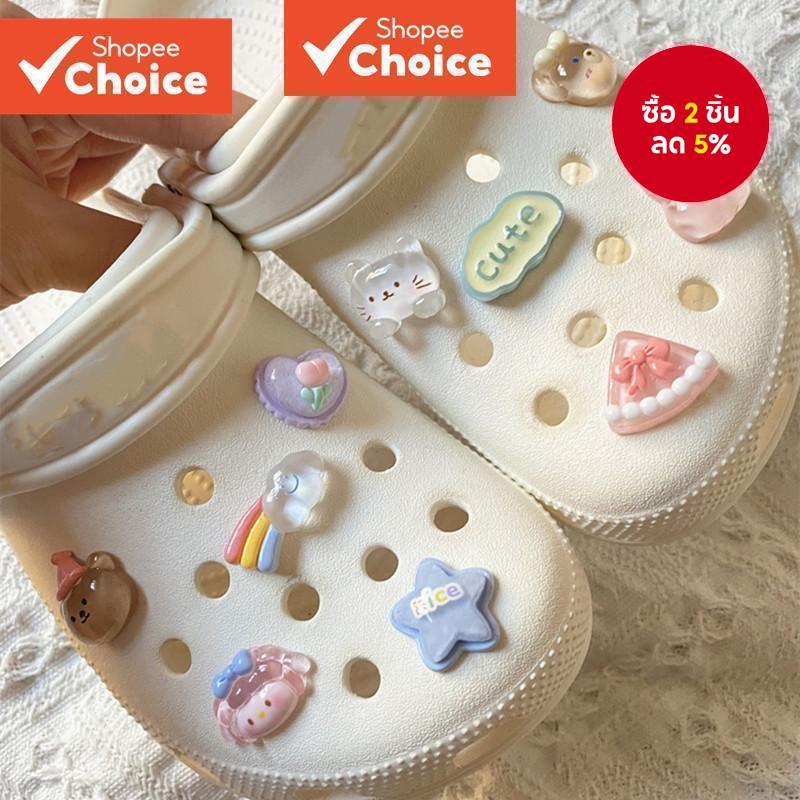 ชุด Charms เค้กโปร่งใส Cube Rainbow Cloud แฟชั่นอุปกรณ์เสริมสําหรับรองเท้า 10 ชิ้น