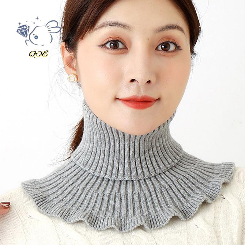 [QOE] ผู้หญิงถักผ้าพันคอคอปกปลอม Warm Turtlene Ne อุ่นที่ถอดออกได้ฤดูหนาวผ้าพันคอปลอมกันลม VN