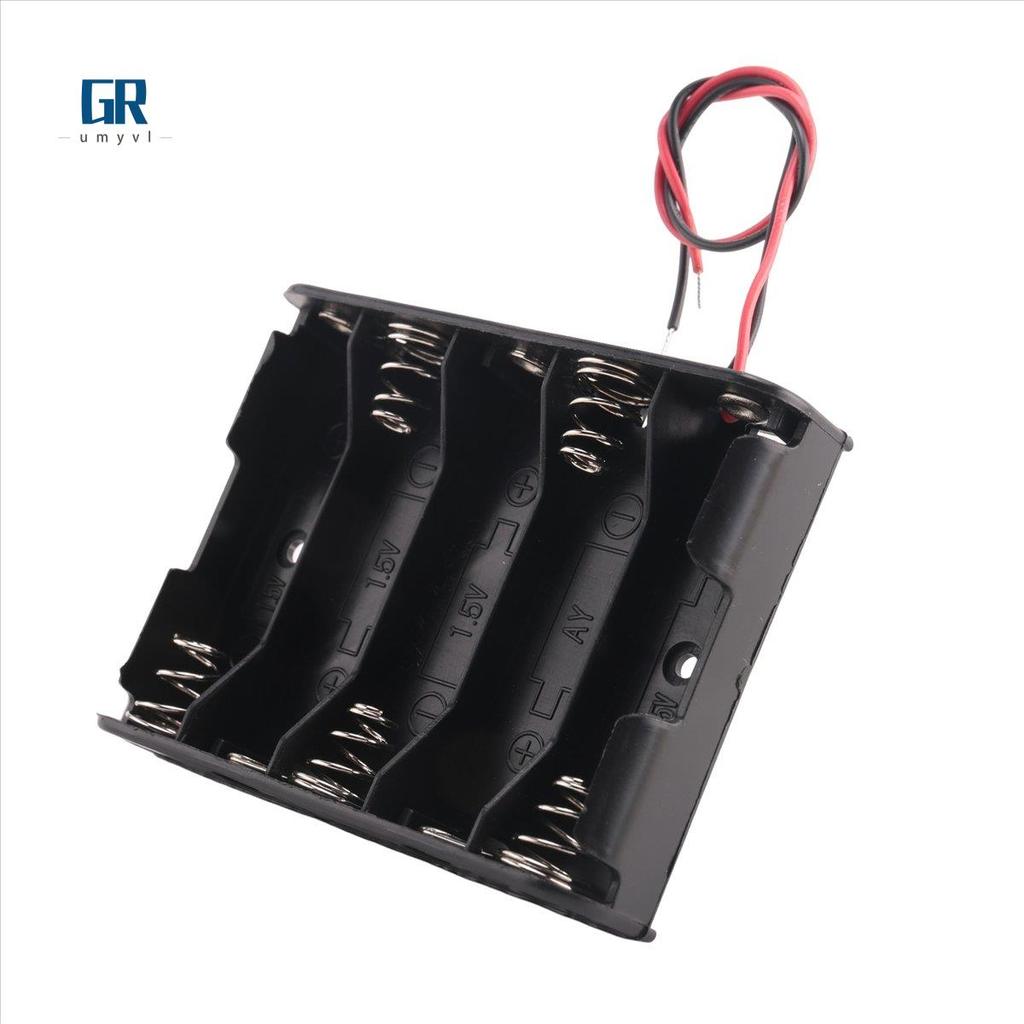5 x 1.5V AA Battery Slot Holder Case Box Wire Black