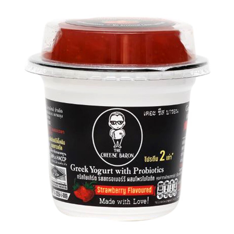 เดอะชีสบารอนกรีกโยเกิร์ตรสสตรอเบอร์รี่ 100ก The Cheese Baron Greek Yogurt Strawberry 100g. [8859601300468 ]
