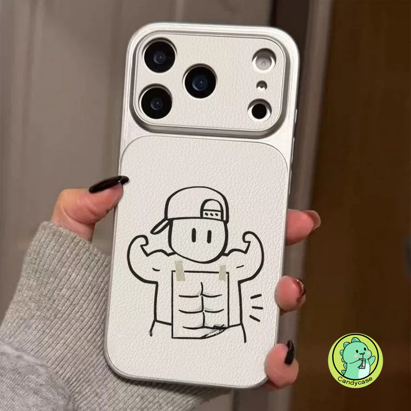ตลกกล้ามเนื้อเด็กปลอกสําหรับiPhone 17 Pro Max Air 16E 16 15 14 Plus 13 12 11 Pro Max XR XS Max X 8 7 Plus SE3 SE2 2022 ฝาครอบหนังPUการ์ตูนน่ารักนุ่มเคสโทรศัพท์