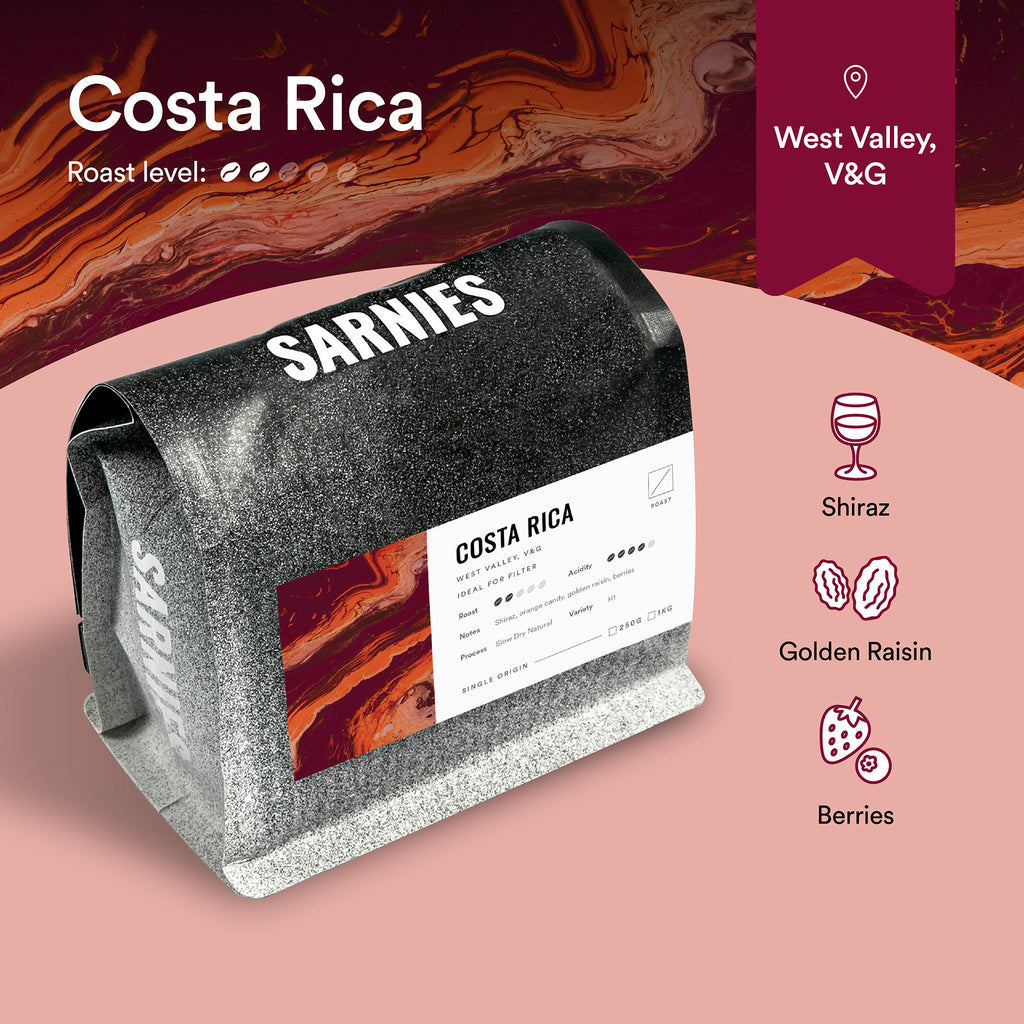 เมล็ดกาแฟคอสตาริกา V&G H1, Slow Dry Natural  Costa Rica, V&G, H1, Slow Dry Natural