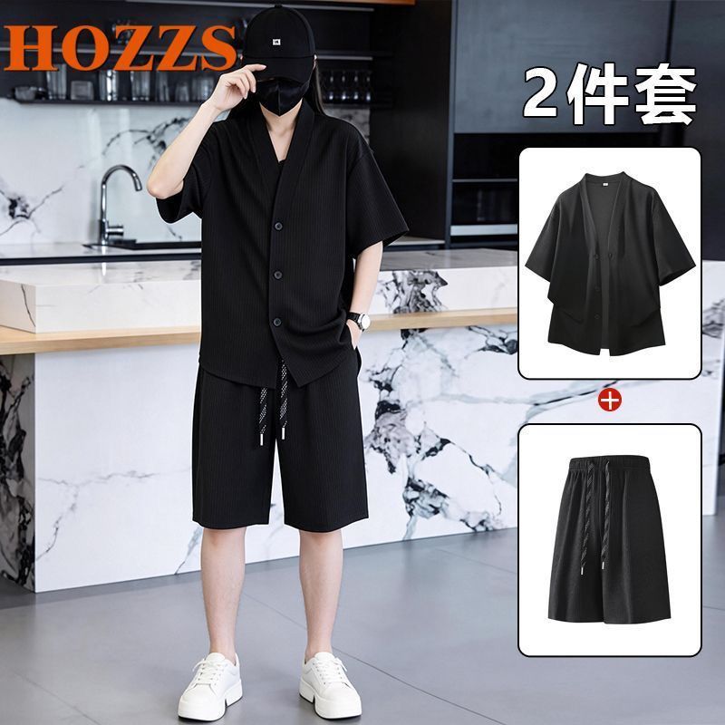 สินค้าใหม่พร้อมสต็อก2026ชุดลําลองผู้ชายผู้ชายเสื้อยืดคอวีกางเกงขาสั้นแขนสั้นฤดูร้อนแนวโน้มแฟชั่นสวมใส่ทั้งชุด20260609
