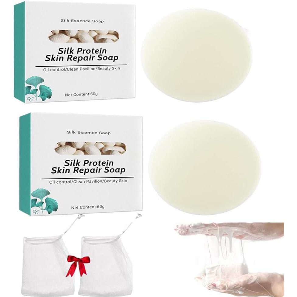 คอลลาเจนGoatMilkningSoap,SilkProteinRepairSoap,ForDull,Uneven,oothAndSoftComplexionForFace&Body(2,2P