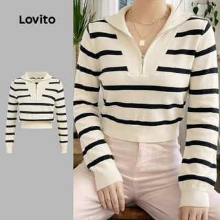 (Lovito x Ana)  Suéter Casual com Padrão e Zíper para Mulheres Primavera/Verão LNL143283