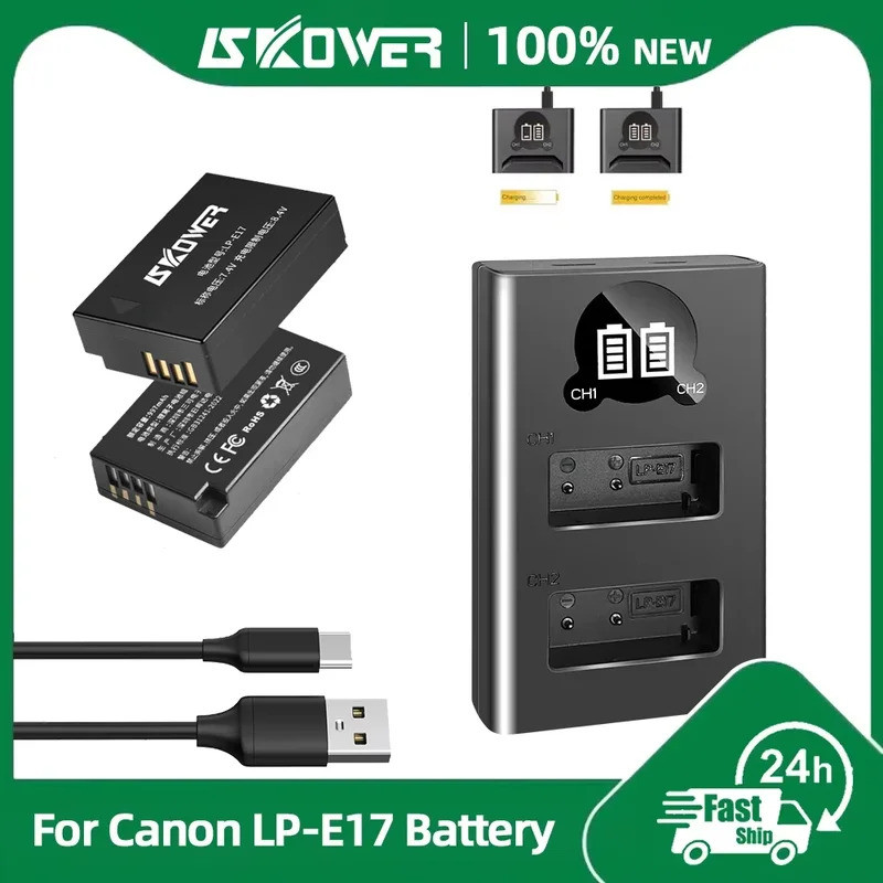 แบตเตอรี่ LP-E17 สำหรับกล้อง Canon EOS 200D Mark II M3 M5 M6 750D 760D 77d 800D 850D R50 RP R8 R10 T