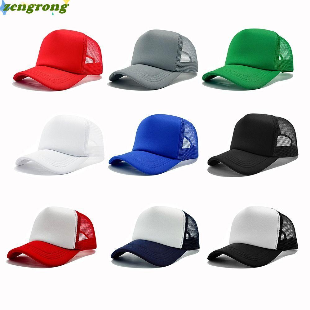 หมวกเบสบอล ZENGRONG, หมวก Snapback แบบปรับได้ระบายอากาศได้, หมวก Trucker ตาข่ายสีทึบ