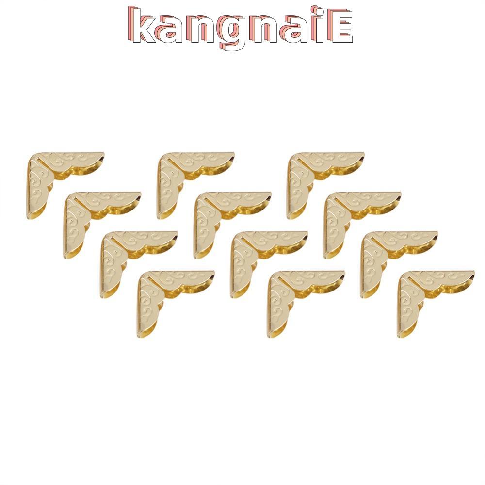 KANGNAI ตัวป้องกันมุมโลหะ 100 ชิ้น, เหล็กรีดเย็น 5.71x0.94 ในตัวป้องกันมุมหนังสือ, ฝาครอบขอบยามสามเหลี่ยมทองวินเทจมุมสมุดบันทึก