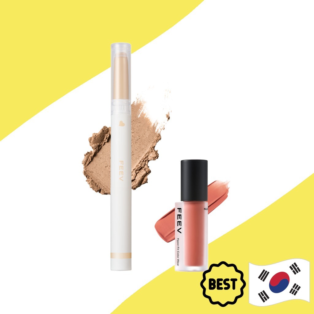 [feev] Bouncy Lip Liner, 1.2g + Colour Wear, 3.5g, ชุด 2 / Korean Lip Liner / Creamy Texture ไอเทมที