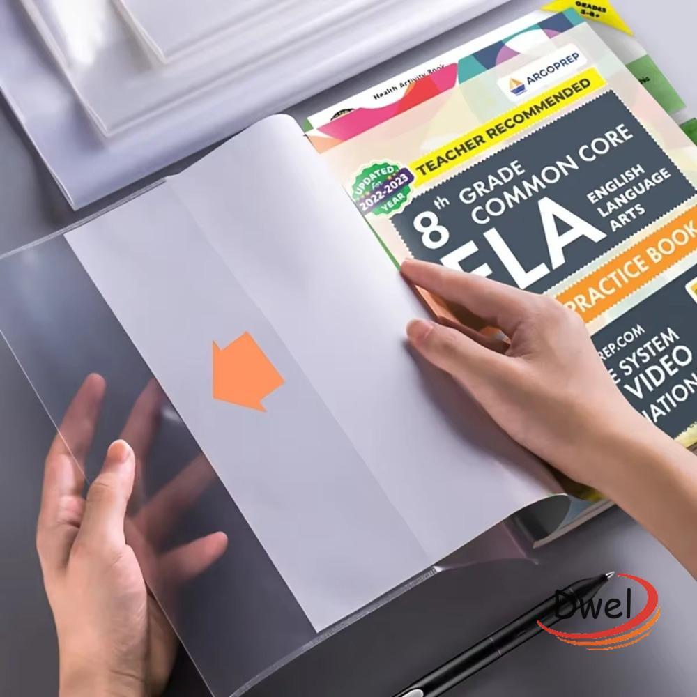 DWEL 10 ชิ้นปกหนังสือพลาสติก, A4/16 พัน/A5 ปิดกาวในตัวปกหนังสือโปร่งใส, อุปกรณ์เครื่องเขียนสวมใส่กันน้ําไฟล์หนังสือฝาครอบป้องกัน