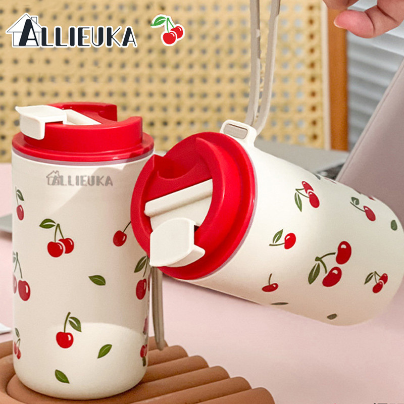 Allieuka ถ้วยกาแฟขนาดใหญ่ กระบอกน้ำ เก็บความเย็น ร้อน มีหูหิ้ว เก็บอุณหภูมิ ร้อน เย็น