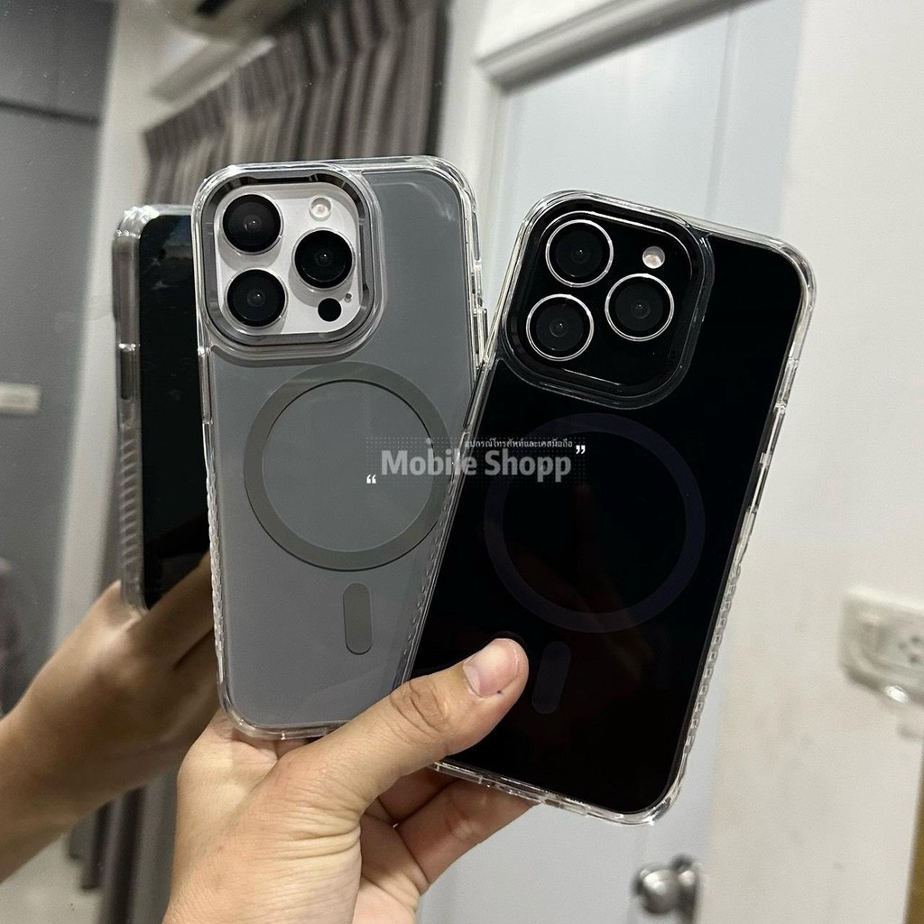 มีส่งด่วน ในกทม. เคสเงา Magnetic ดำ เทา น้ำตาล รับรองชาร์จไร้สาย เคสไอโฟน