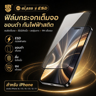 ฟิล์มกระจกสำหรับiPhoneแบบเต็มจอจอโค้ง ป้องกันไฟฟ้าสถ OG 15Promax/14PROMAX/13PROMAX/14/13 Pro/12 Pro Max/12/11/XR/7P