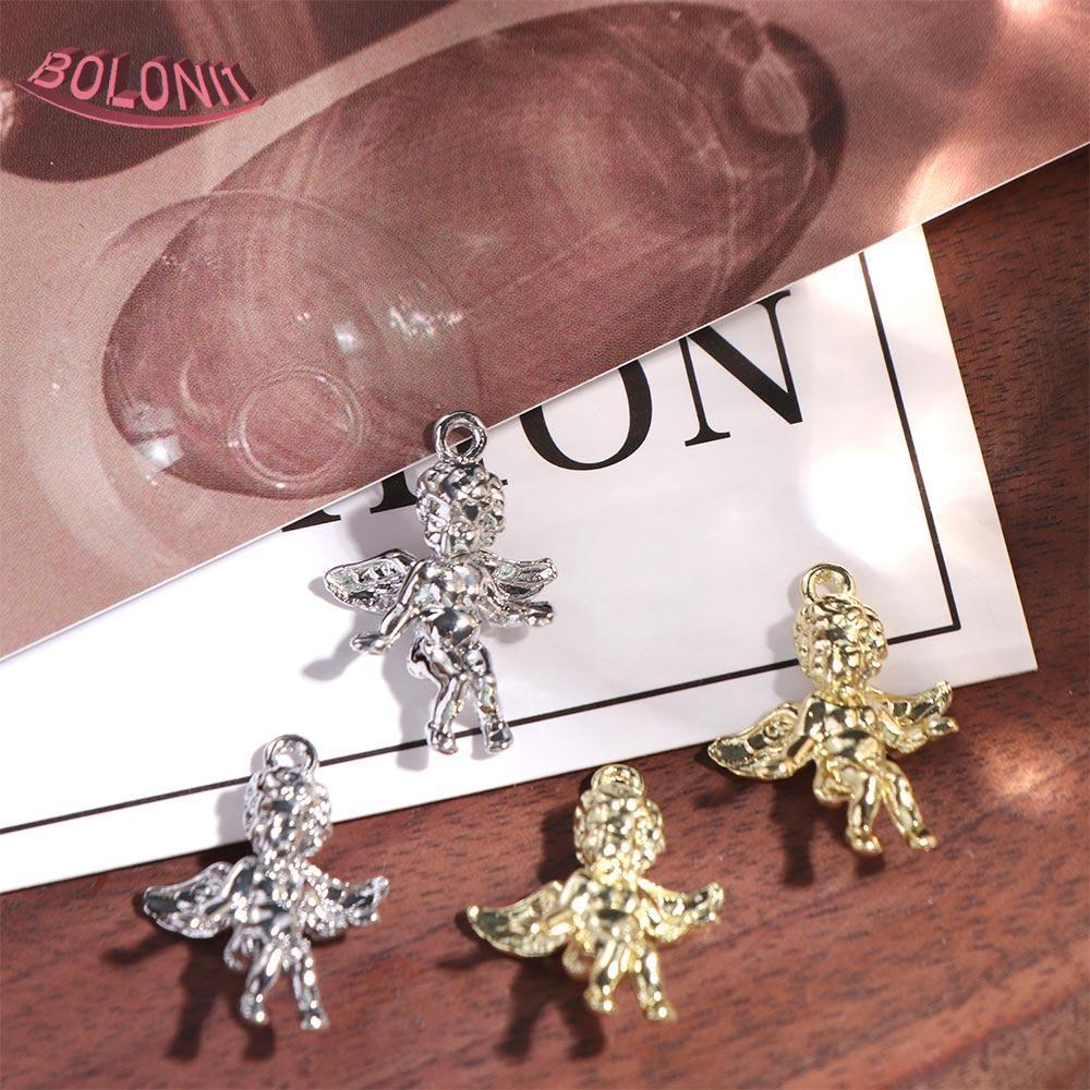 BO 2 ชิ้น/เซ็ต Angel Wings Miniatures, Mini สังกะสีอัลลอยด์ Cupid จี้เดี่ยว, Creative Handmade Elect