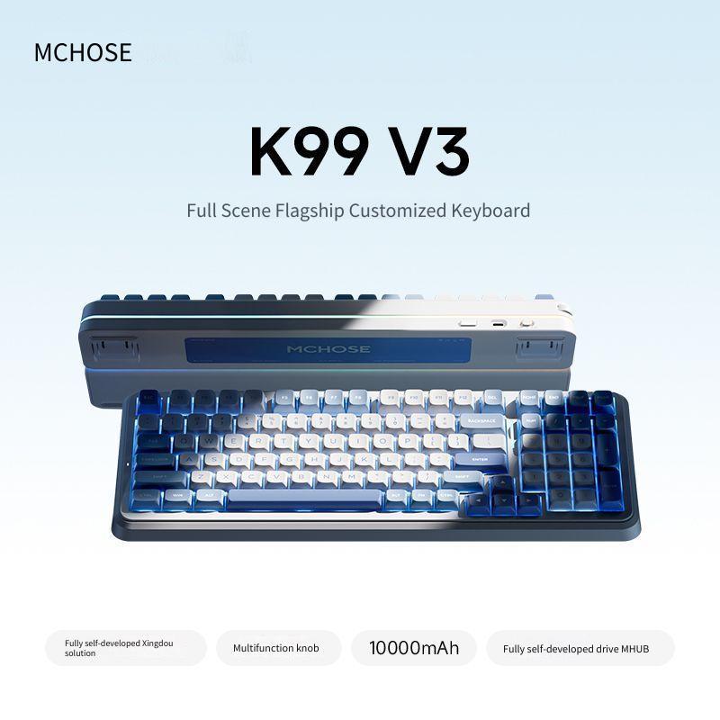 MCHOSE จากK99 V3V2 คีย์บอร์ดเชิงกลแบบกําหนดเองไร้สายบลูทูธ Triple Mode Gaming Office