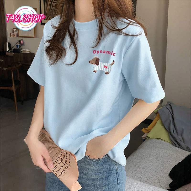 T42.SHOP🌸เสื้อผ้าผู้หญิง สื้อยืด oversize เสื้อแฟชั่น เกาหลี สตรีท ใส่สบาย โคตรนุ่ม ผ้าคอตตอน100% ลาย "DYNAMIC"