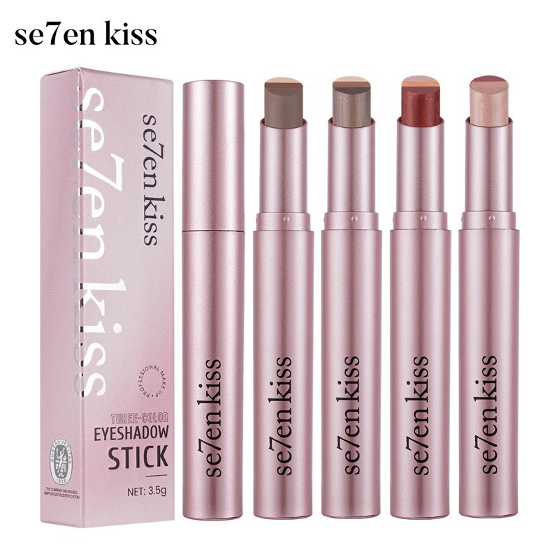 Se7en kiss Tricolor Eyeshadow Stick Delicate Pearlescent Gradient Eyeshadow Glitter Lazy Novice Eyes